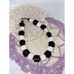 Vintage Bold Black & White Chunky Necklace